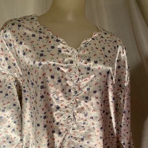 Gilligan O’Malley White Floral Long Sleeves Top L